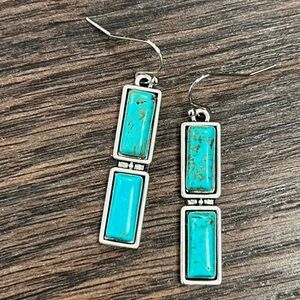 ISAC Turquoise Dangle Earrings ~ 1.5" Bar Turquoise Earrings